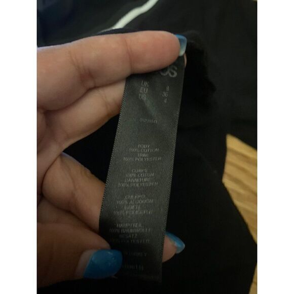 ASOS women's black v-neck short sleeve, with faux leather stripes t shirt size 4 - Picture 9 of 9